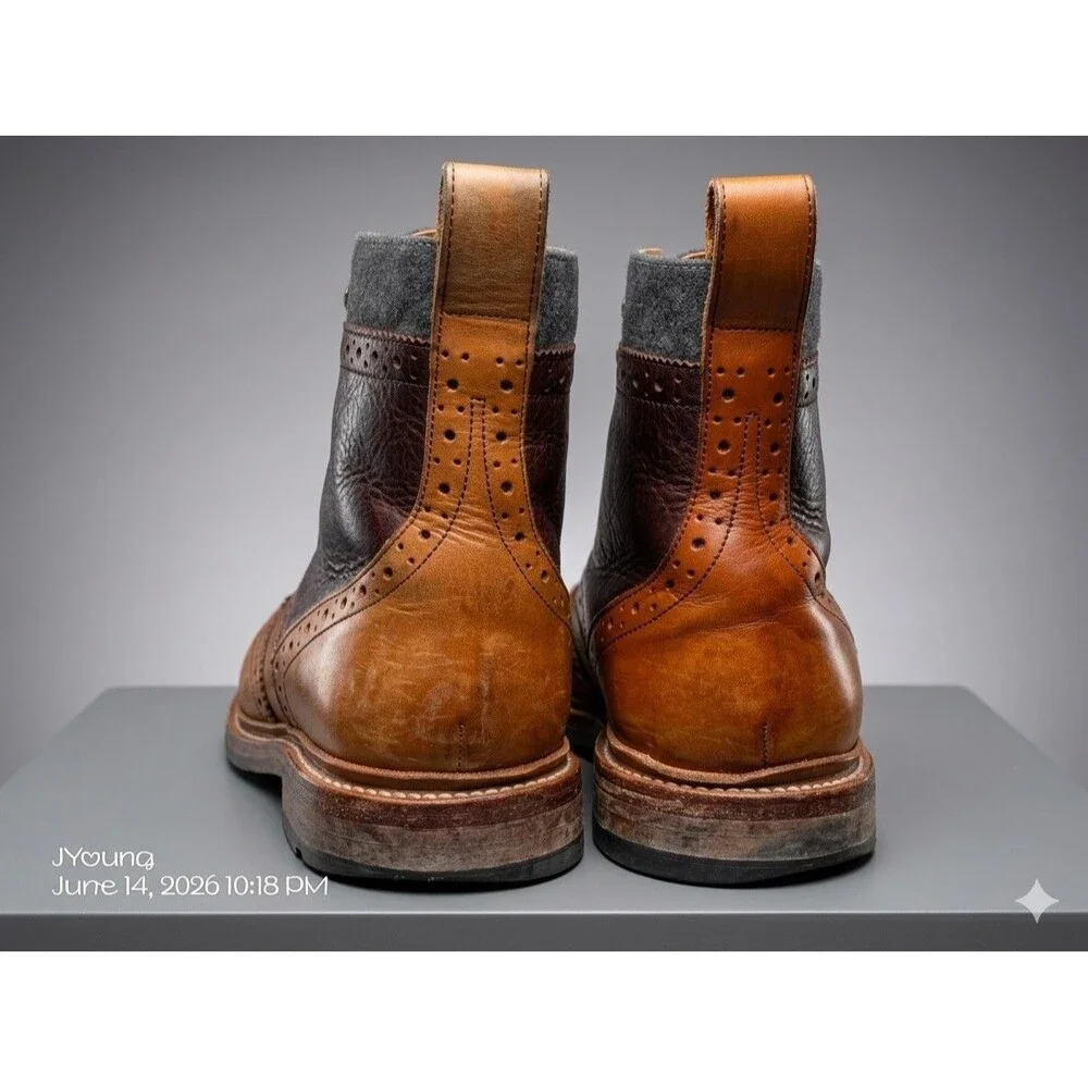 Stacy Adams Finnegan Wingtip Lace-Up Boots Genuine Leather Suede 8½